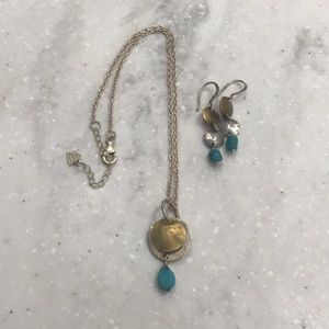 Silpada Silver, Gold & Turquoise Set
